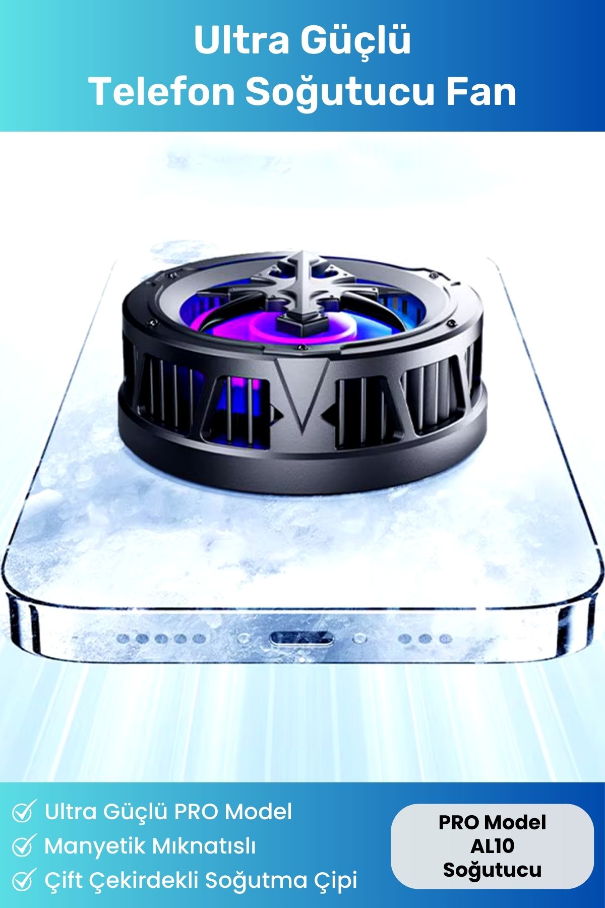 Ultra Güçlü Pro Model Magsafe Manyetik Mıknatıslı  Kademeli Soğutma Şarjlı Cep Telefonu Soğutucu Fan