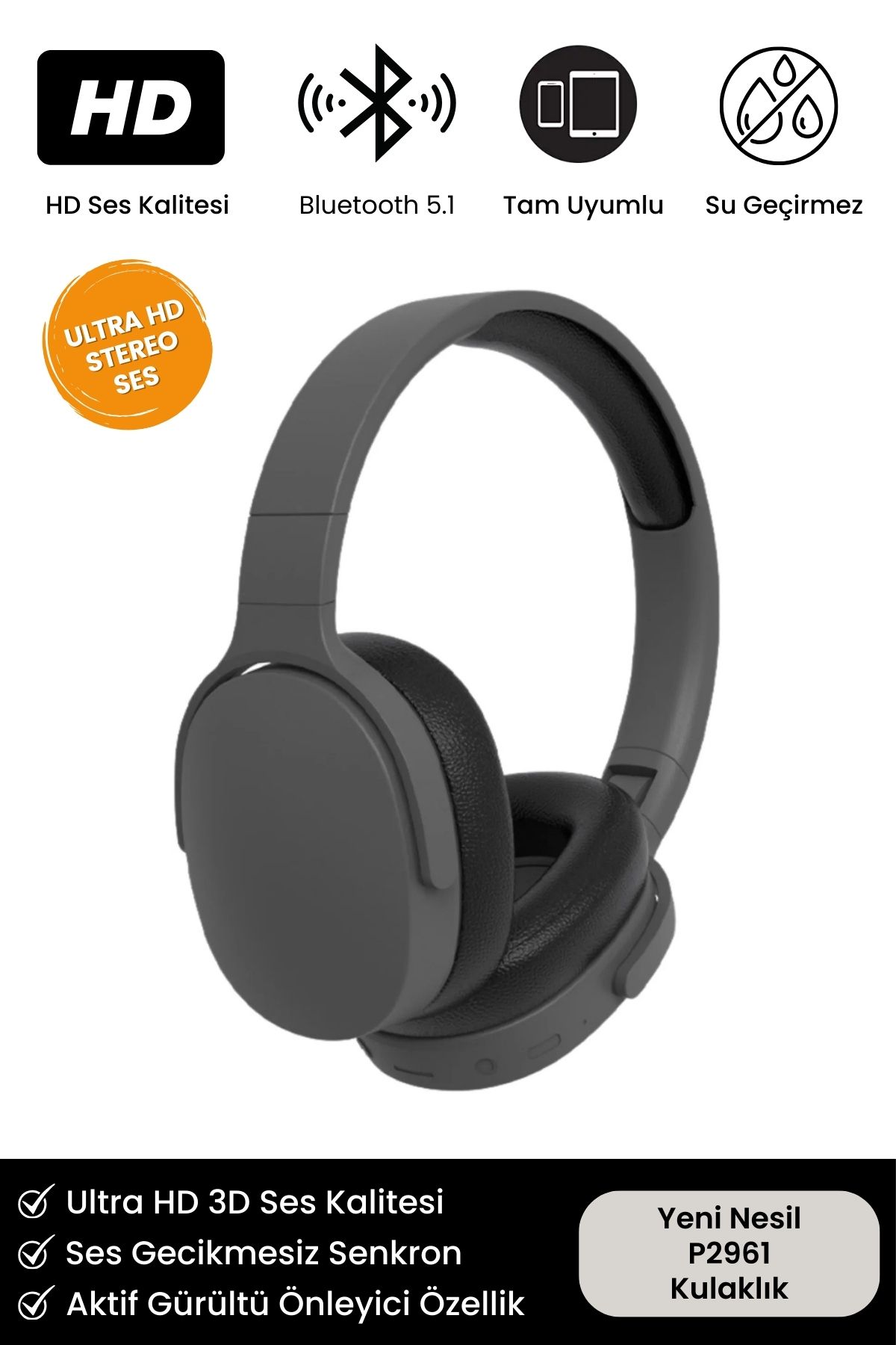 Yeni Nesil Ergonomik Konfor Modeli Mikrofonlu Ofis Gaming Kulak Üstü Kablosuz Bluetooth Kulaklık