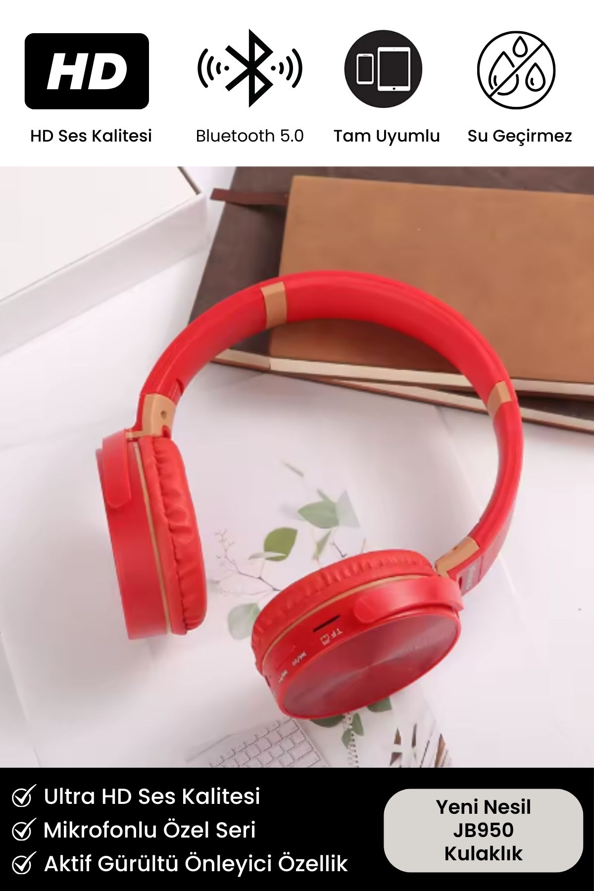 Yeni Nesil JB950 Wireless Bluetooth Extra Bass Mikrofonlu HD Ses Kablosuz Şık Kulaküstü Kulaklık