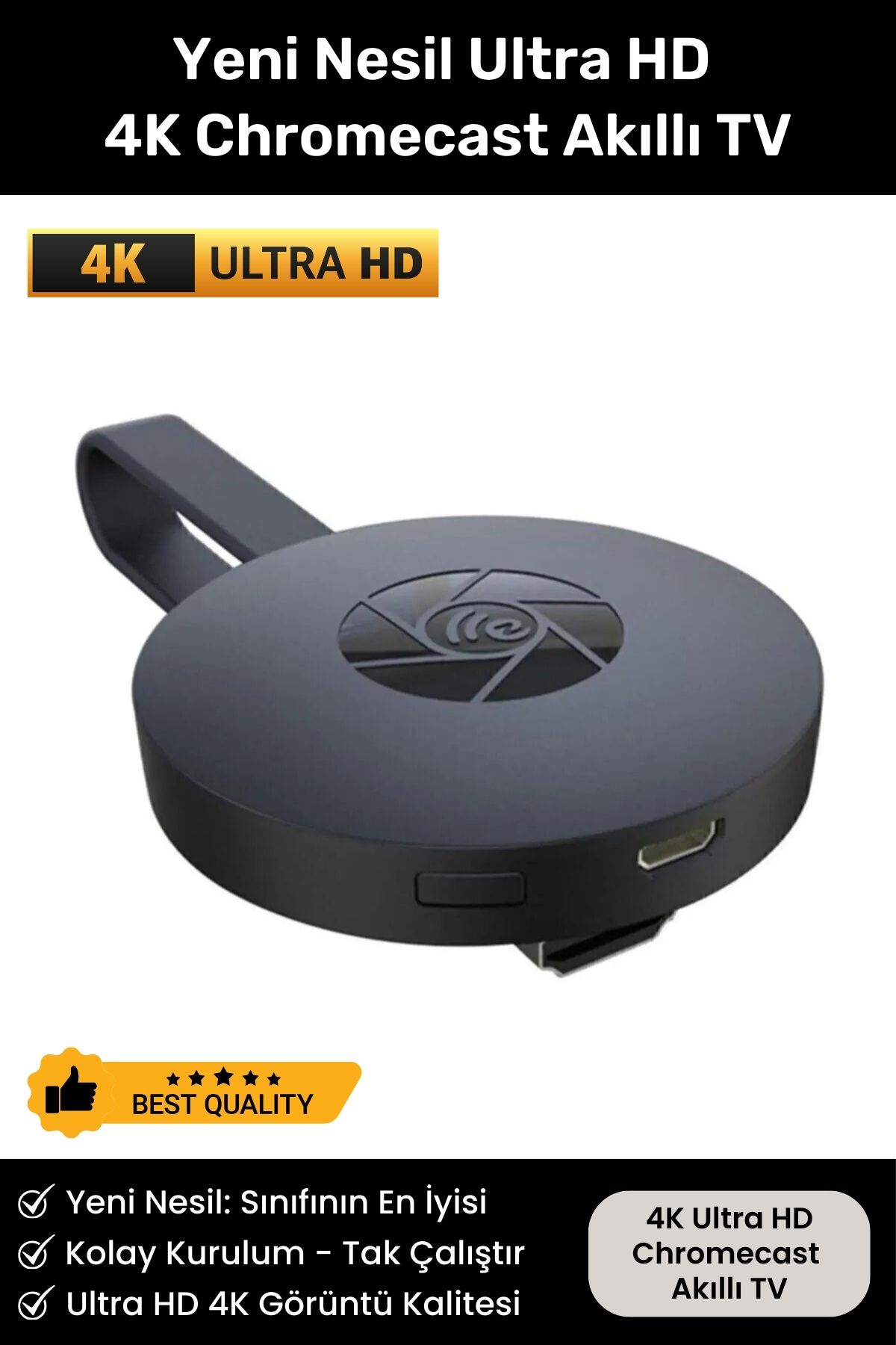 Yeni Nesil 4K HD Chromecast Akıllı TV Box Stick HDMI Hızlı İşlemci Kablosuz Smart Tv Media Player