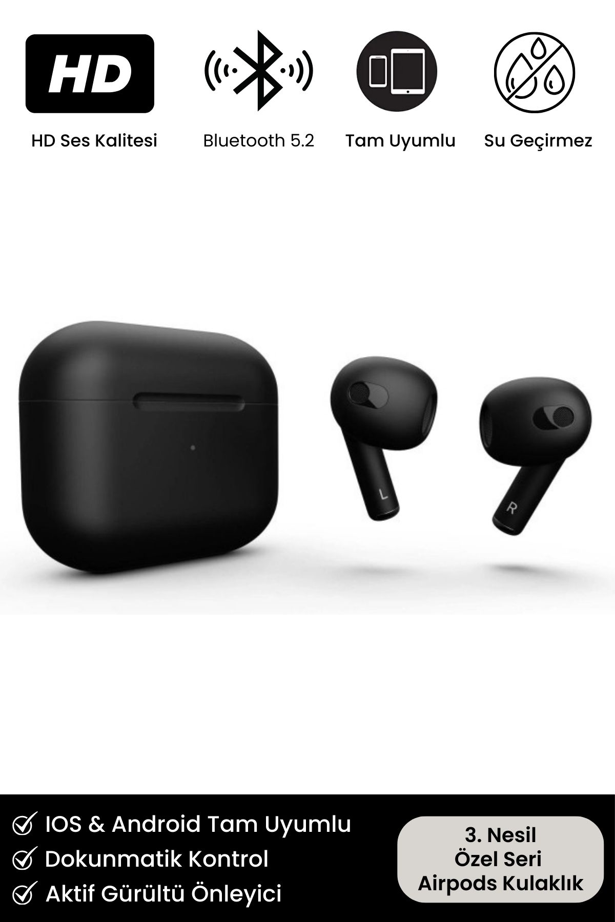 3. Nesil Premium Özel Seri iOS Android Uyumlu Bluetooth Kulaklık Kulak İçi Kablosuz Kulaklık
