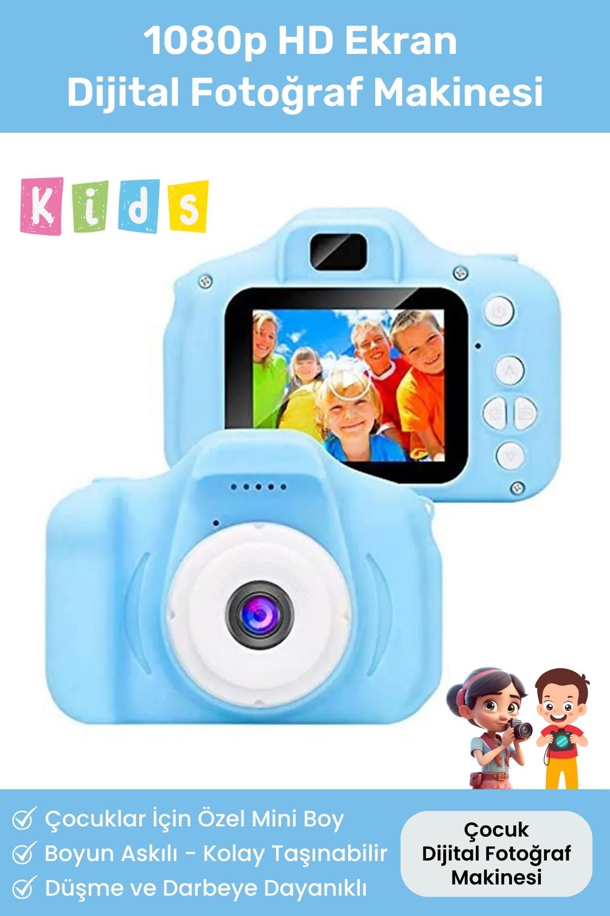 Yeni Nesil Çocuk Dijital Mini Fotoğraf Makinesi Erkek Çocuklar İçin 1080p HD Ekran Kamera Selfie