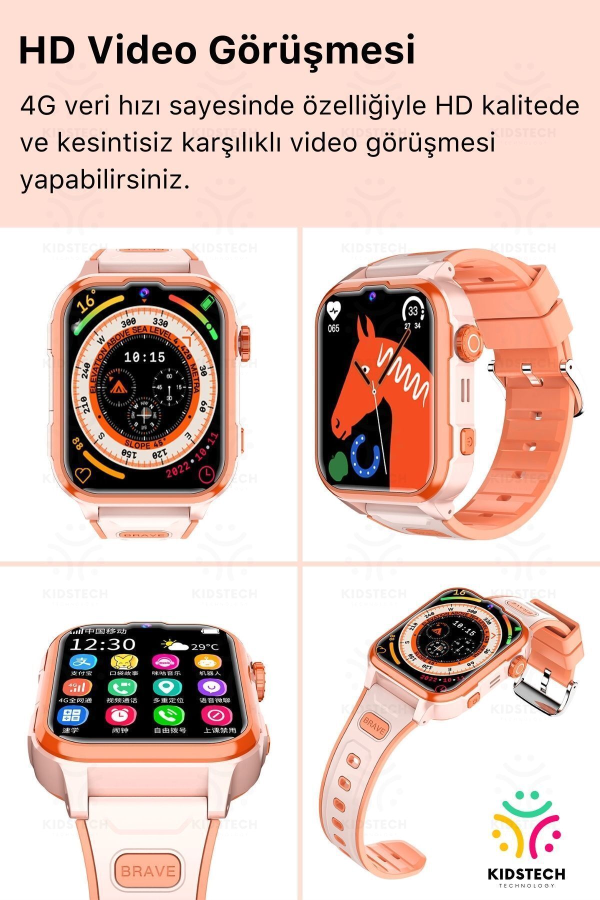 Orijinal 4G Sim Kartlı Gps Konum + Wifi Çocuk Takip Görüntülü Konuşma Ortam Dinleme Y65 Akıllı Saat
