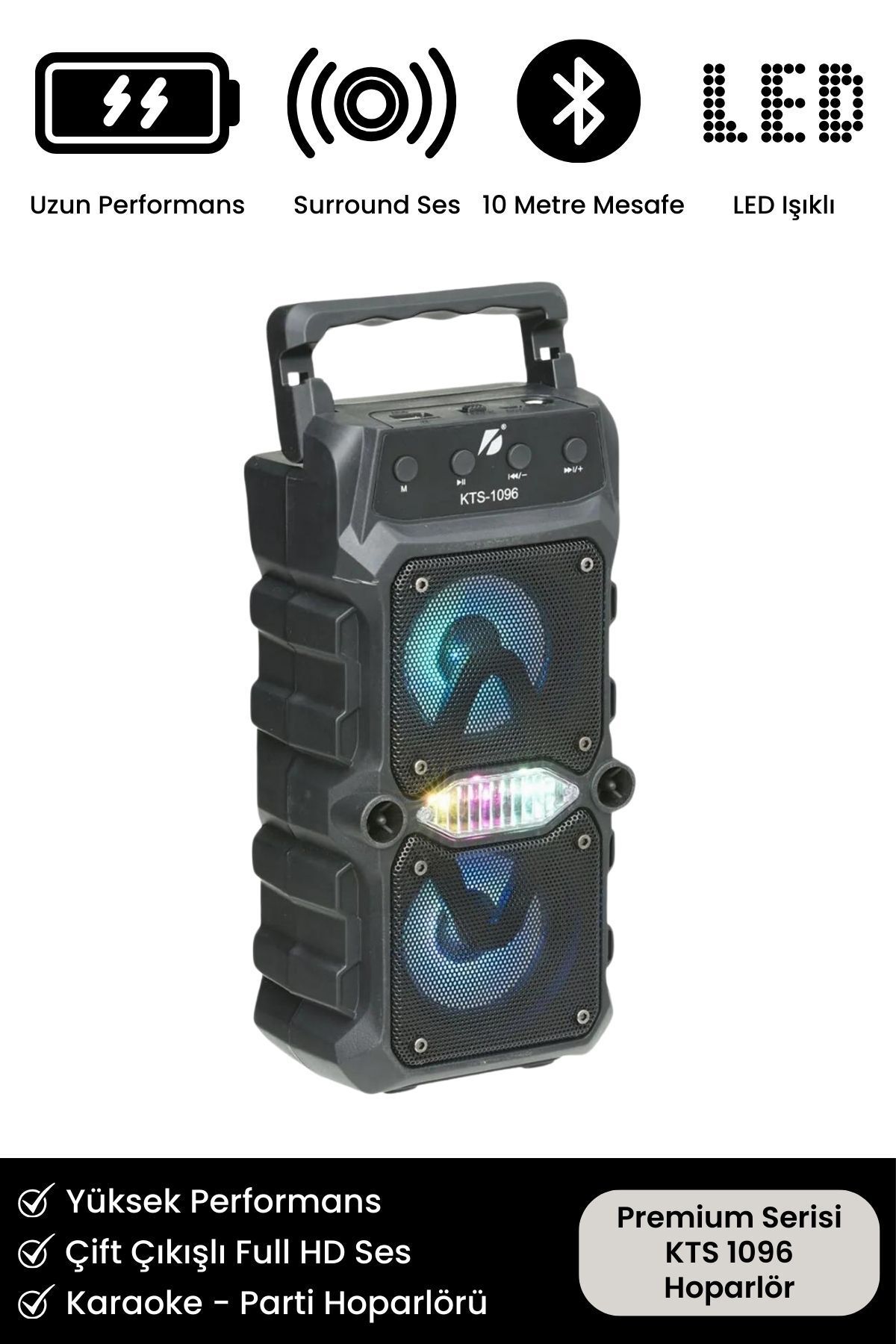 Premium Serisi HD Sound Parti Hoparlörü Bluetooth Ses Bombası Kablosuz Radyolu KTS 1096 Hoparlör