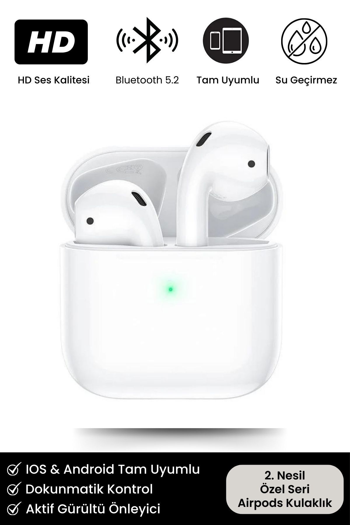 2. Nesil Ios Android Uyumlu Bluetooth Kulaklık Premium Özel Seri Kulak İçi Kablosuz Kulaklık