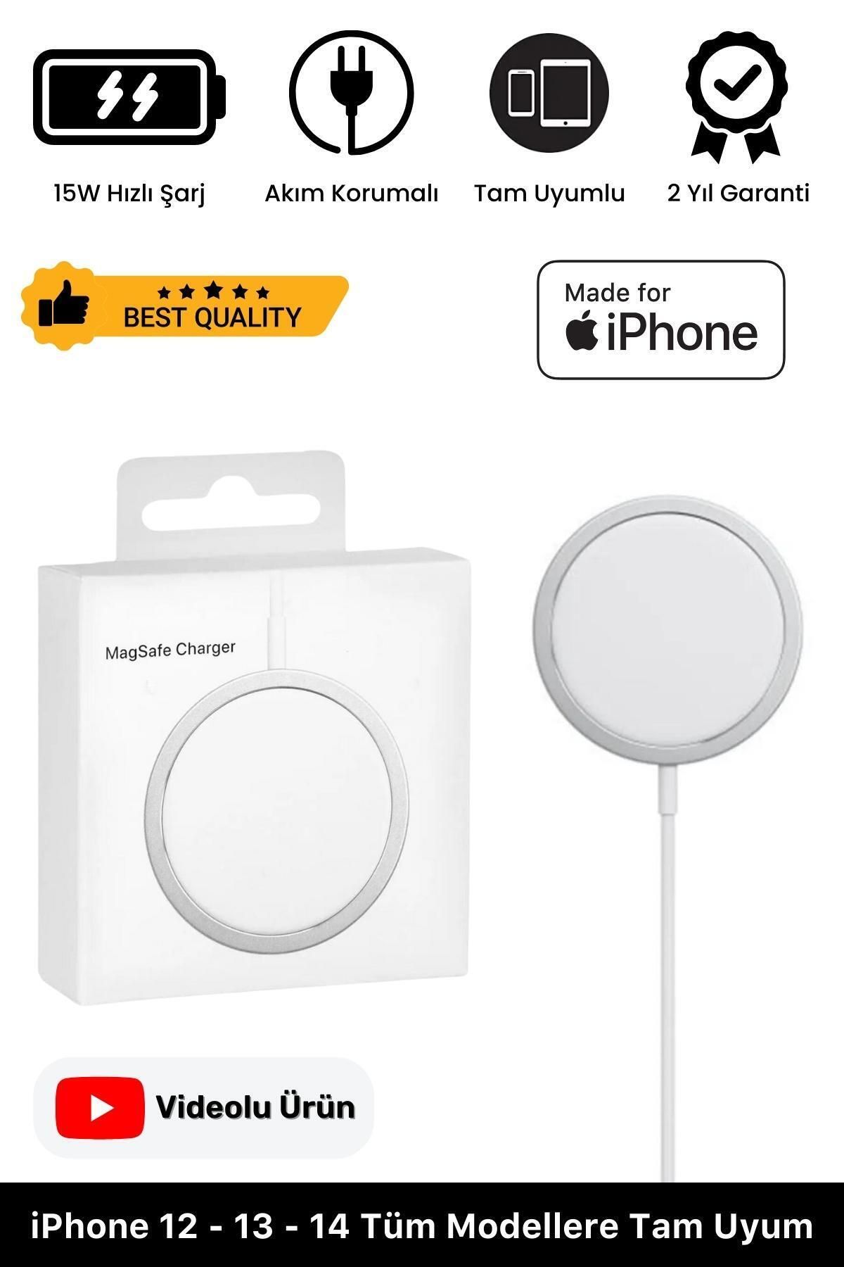 iPhone 11 12 13 14 Magsafe Kablosuz Hızlı Şarj Aleti Apple Tam Uyumlu 15w Wireless Charger Adaptörü