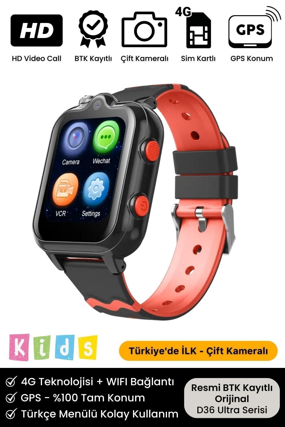 Orijinal Yeni Model Gps Konum 4g Sim Kartlı Görüntülü Konuşma Çocuk Takip Ortam Dinleme Akıllı Saat