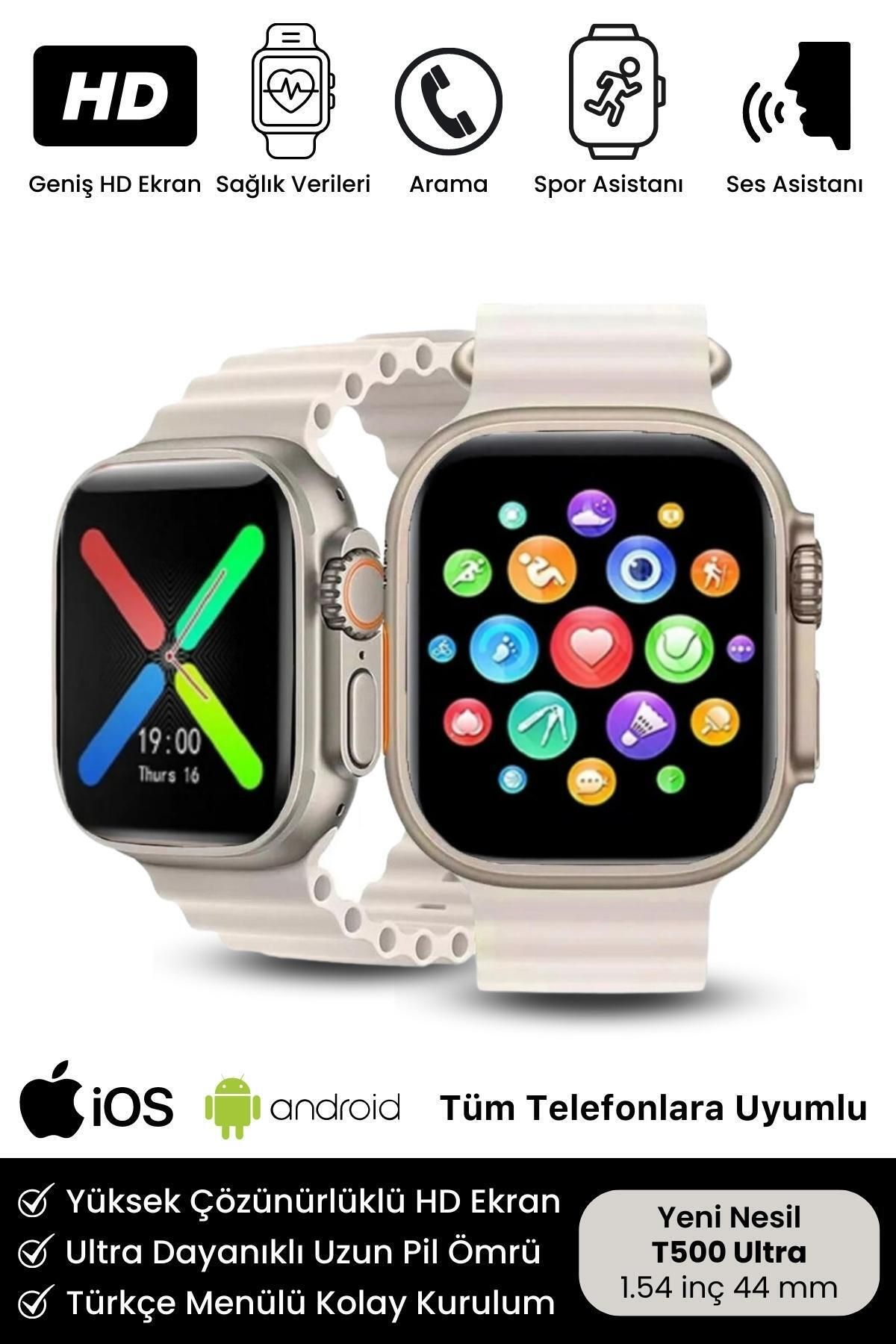 Yeni Nesil Spor Ve Sağlık Sensörlü T500 Ultra Nabız Tansiyon Ölçer Watch 8 Kasa Tasarım Akıllı Saat