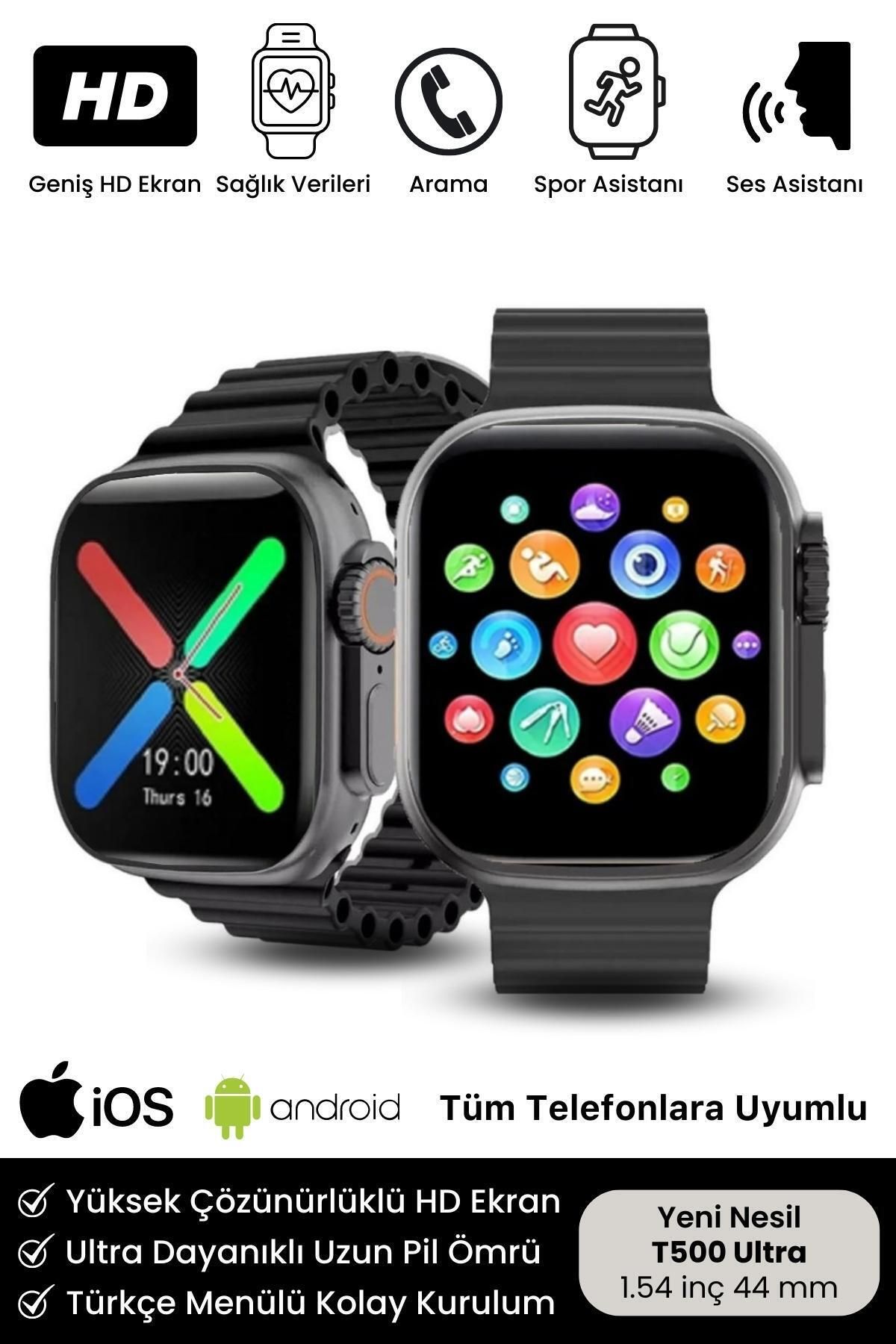 Yeni Nesil Spor Ve Sağlık Sensörlü T500 Ultra Nabız Tansiyon Ölçer Watch 8 Kasa Tasarım Akıllı Saat