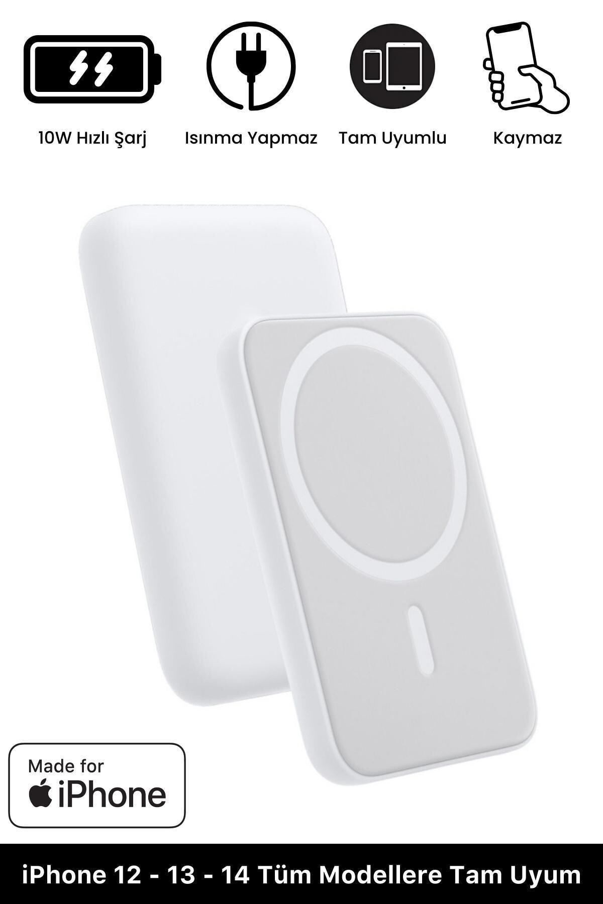 iPhone 12 13 14 Tam Uyumlu Magsafe Battery Pack Powerbank Kablosuz Wireless Batarya Şarj Aleti