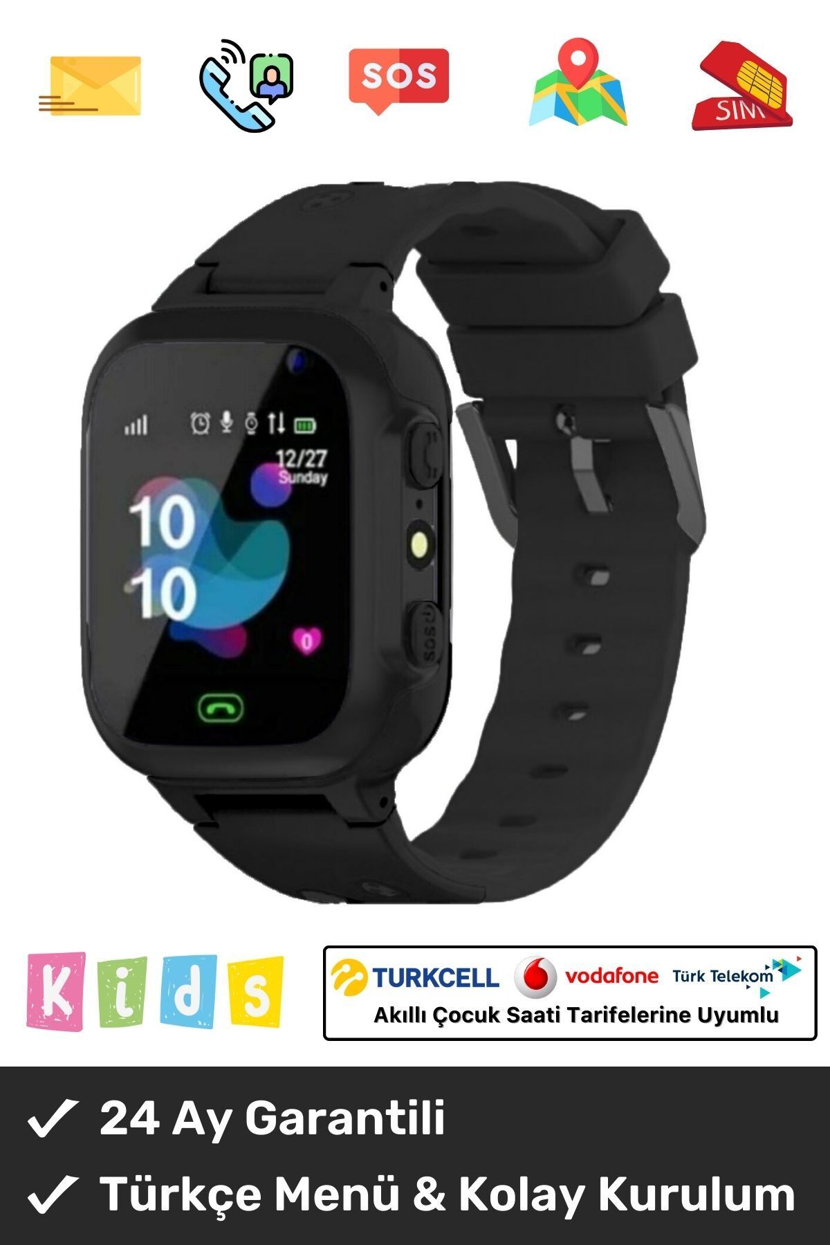 Çocuklar Için Btk Kayıtlı Q15 Sim Kartlı Konum Takip Ortam Dinleme Özellikli Akıllı Çocuk Saati
