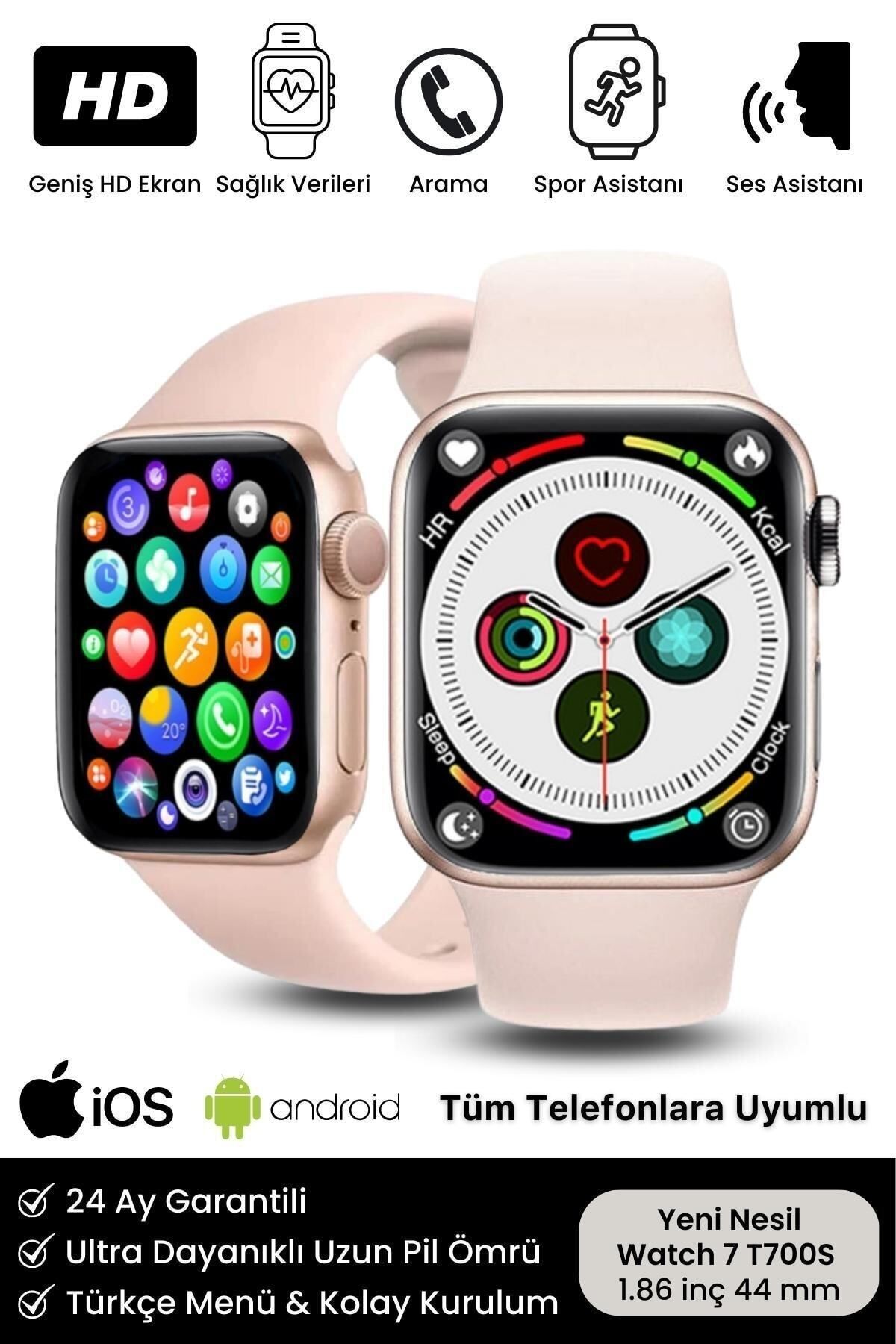 Watch 7 Yeni Nesil Spor Ve Sağlık Sensörlü Ios Android Uyumlu Bluetooth Aramalı Akıllı Saat