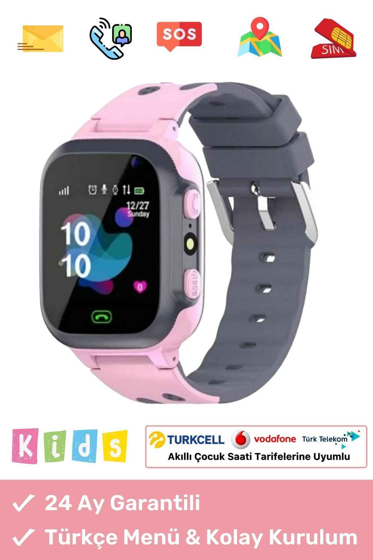 Kız Çocuklar Için Btk Kayıtlı Q15 Sim Kartlı Konum Takip Ortam Dinleme Özellikli Akıllı Çocuk Saati