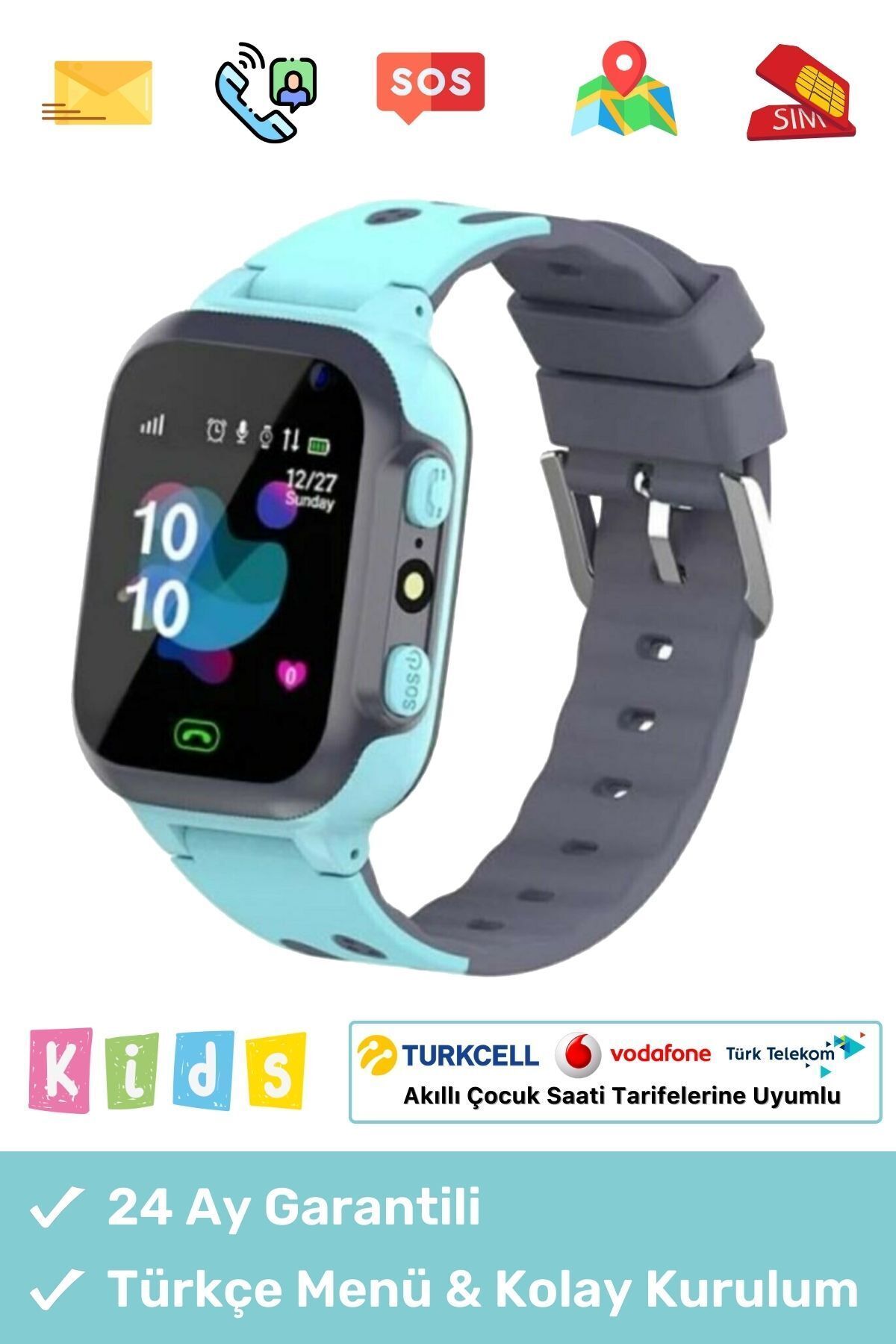 Erkek Çocuklar Için Btk Kayıtlı Q15 Sim Kartlı Konum Takip Ortam Dinleme Özellikli Akıllı Çocuk Saat