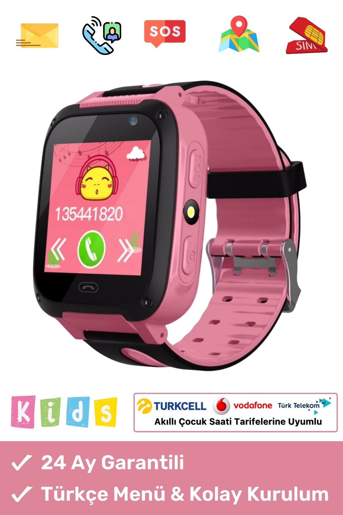 Btk Kayıtlı Q6 Yeni Model Sim Kartlı Sos Acil Durum Konum Takip Ortam Dinleme Akıllı Çocuk Saati