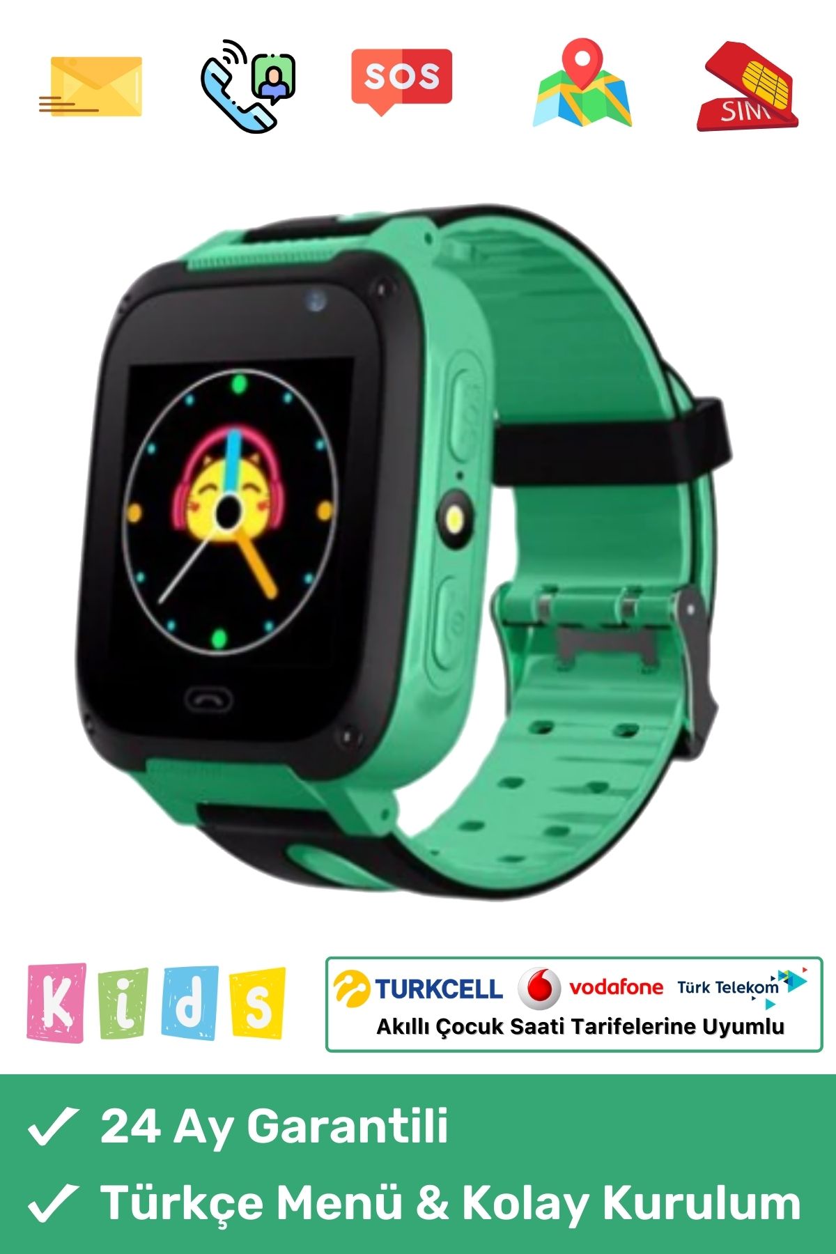 Btk Kayıtlı Q6 Yeni Model Sim Kartlı Sos Acil Durum Konum Takip Ortam Dinleme Akıllı Çocuk Saati