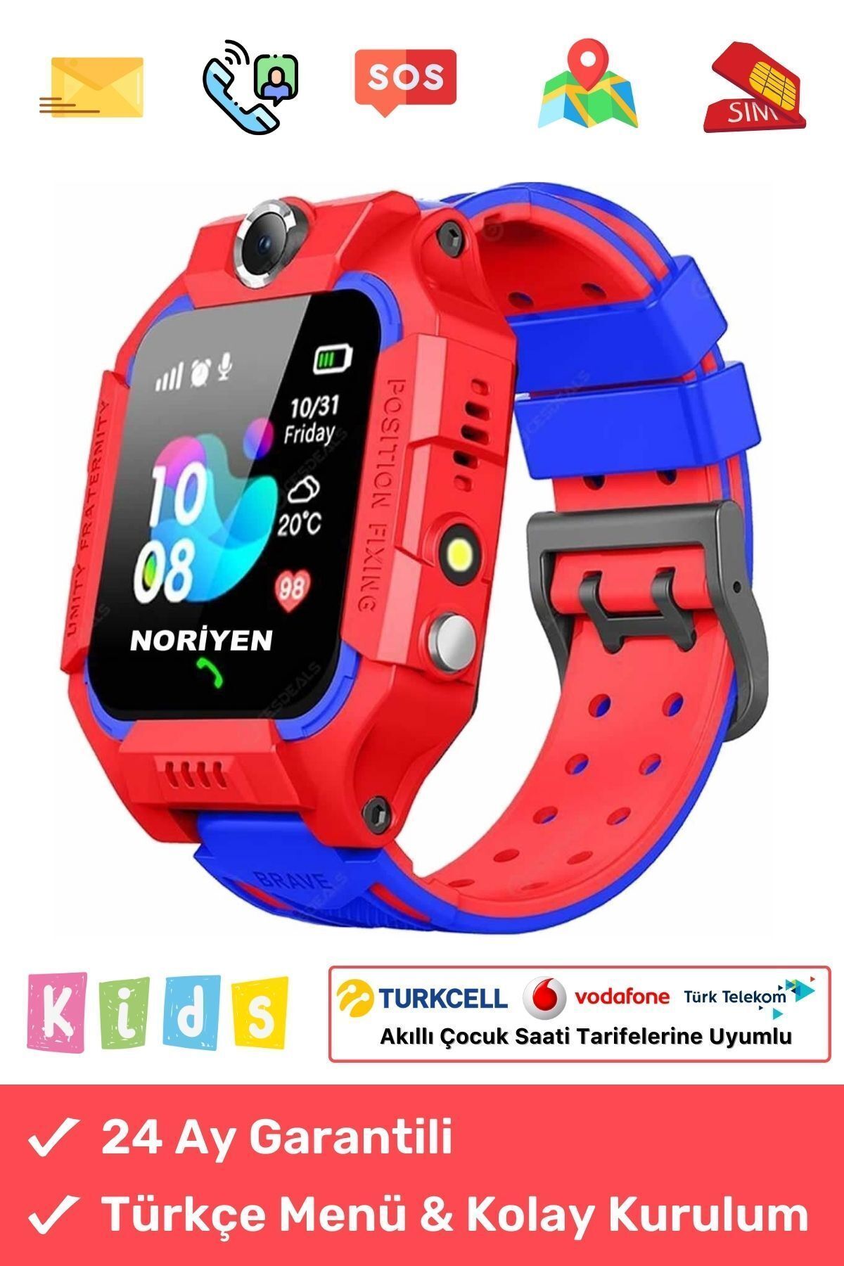 Btk Kayıtlı Çocuklar Için Sim Kartlı Kameralı Ortam Dinleme Konum Takip Özellikli Çocuk Akıllı Saat