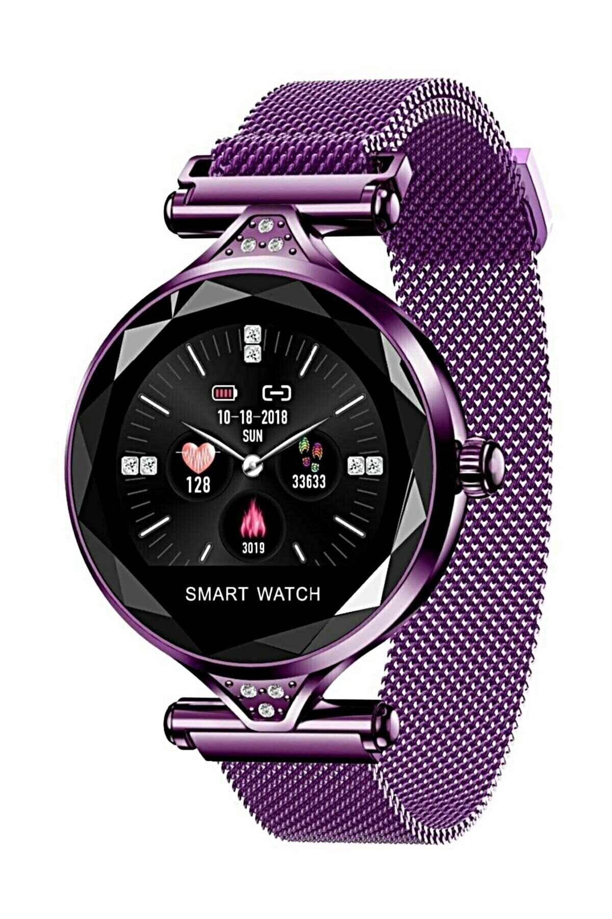 H1 Smartwatch Uyumlu Akıllı Saat Kalori Ateş Tansiyon Adım Nabız Ölçer Aramalı Konuşma Özellikli Mor