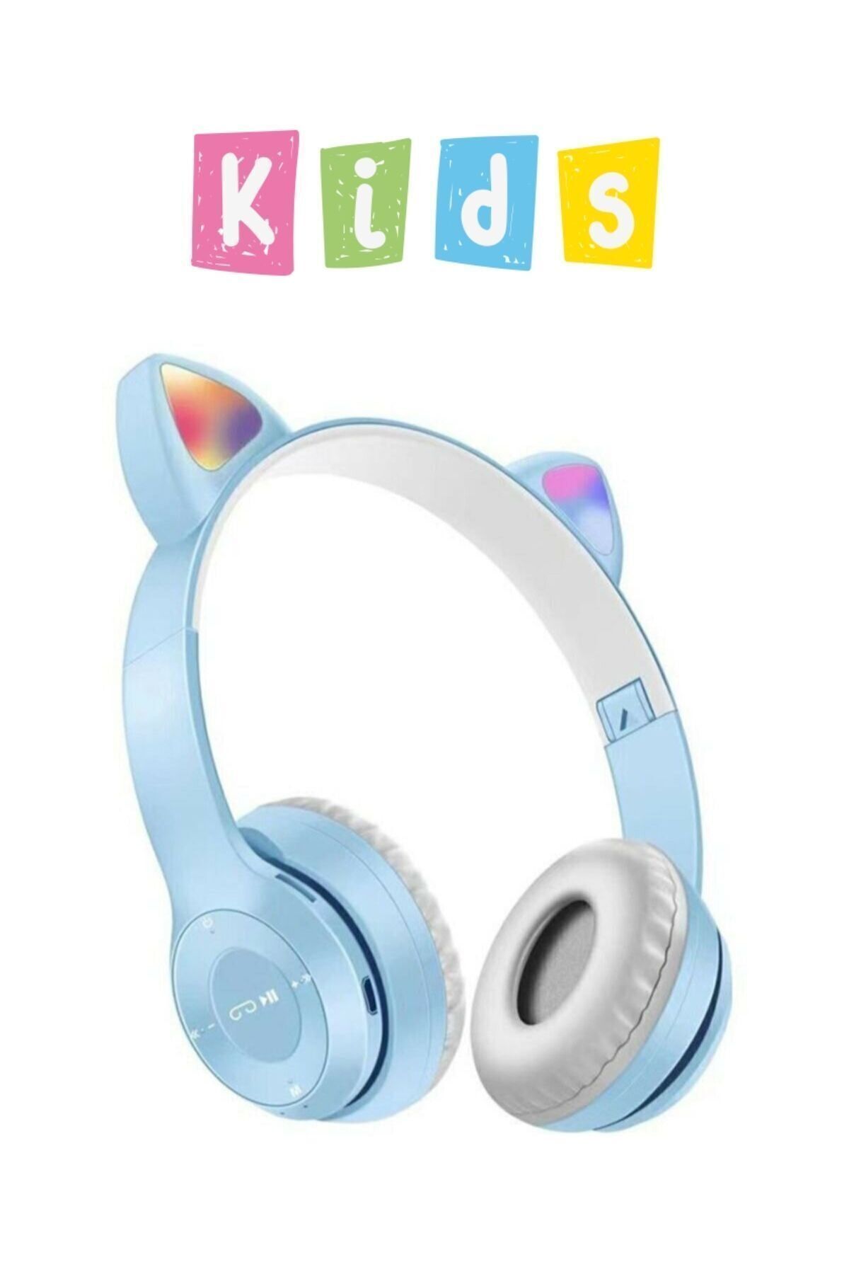 Erkek Çocuklar Için Kedi Kulaklı Işıklı Mikrofonlu Kablosuz Bluetooth Kedili Çocuk Kulaklık