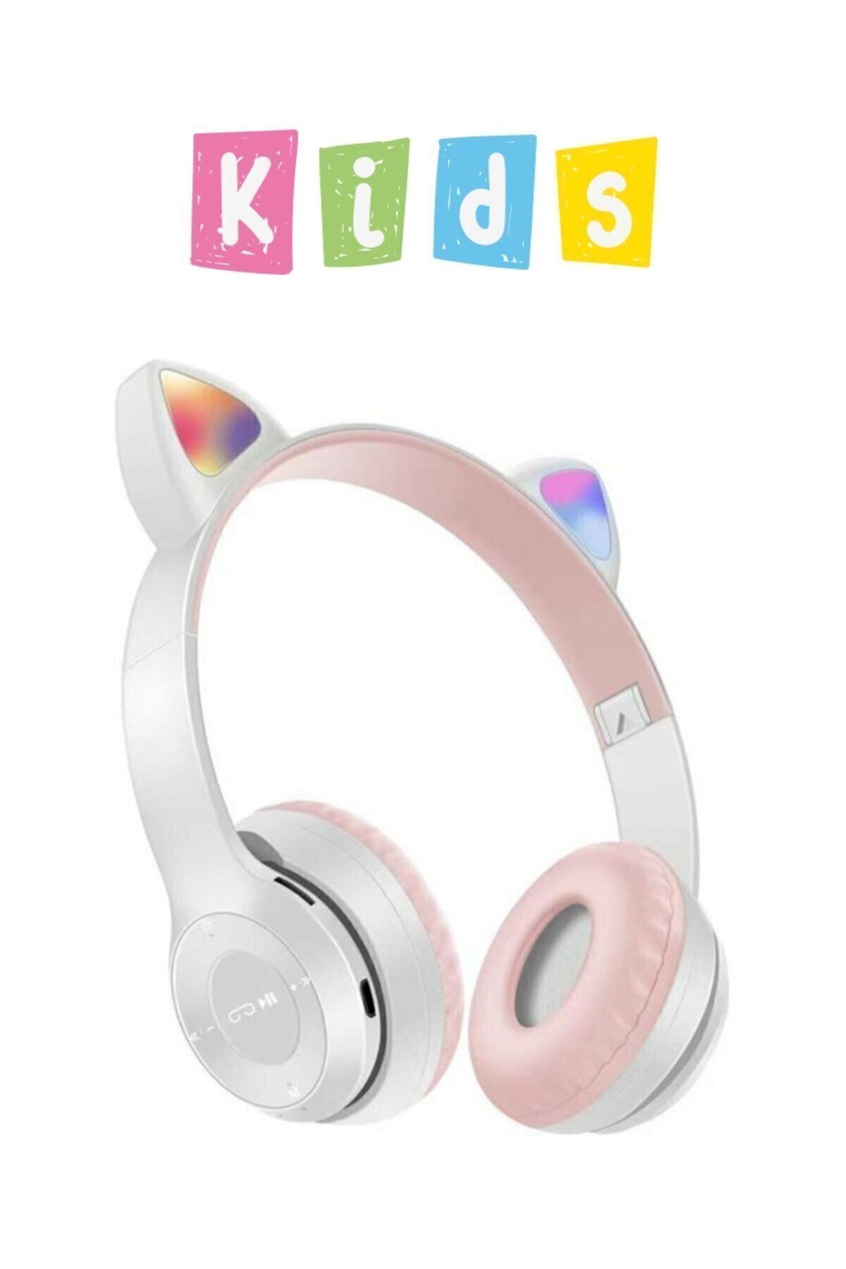 Çocuk Için Kedi Kulaklı Işıklı Mikrofonlu Kablosuz Bluetooth Kedili Çocuk Kulaklık