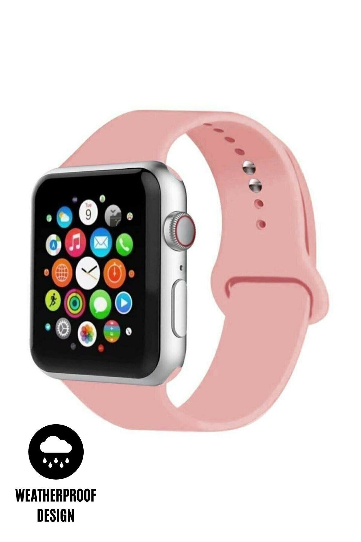 Apple Watch 1 2 3 4 5 6 Serisi Uyumlu 42 Mm - 44 Mm Uyumlu Kayış Kordonu - Pembe