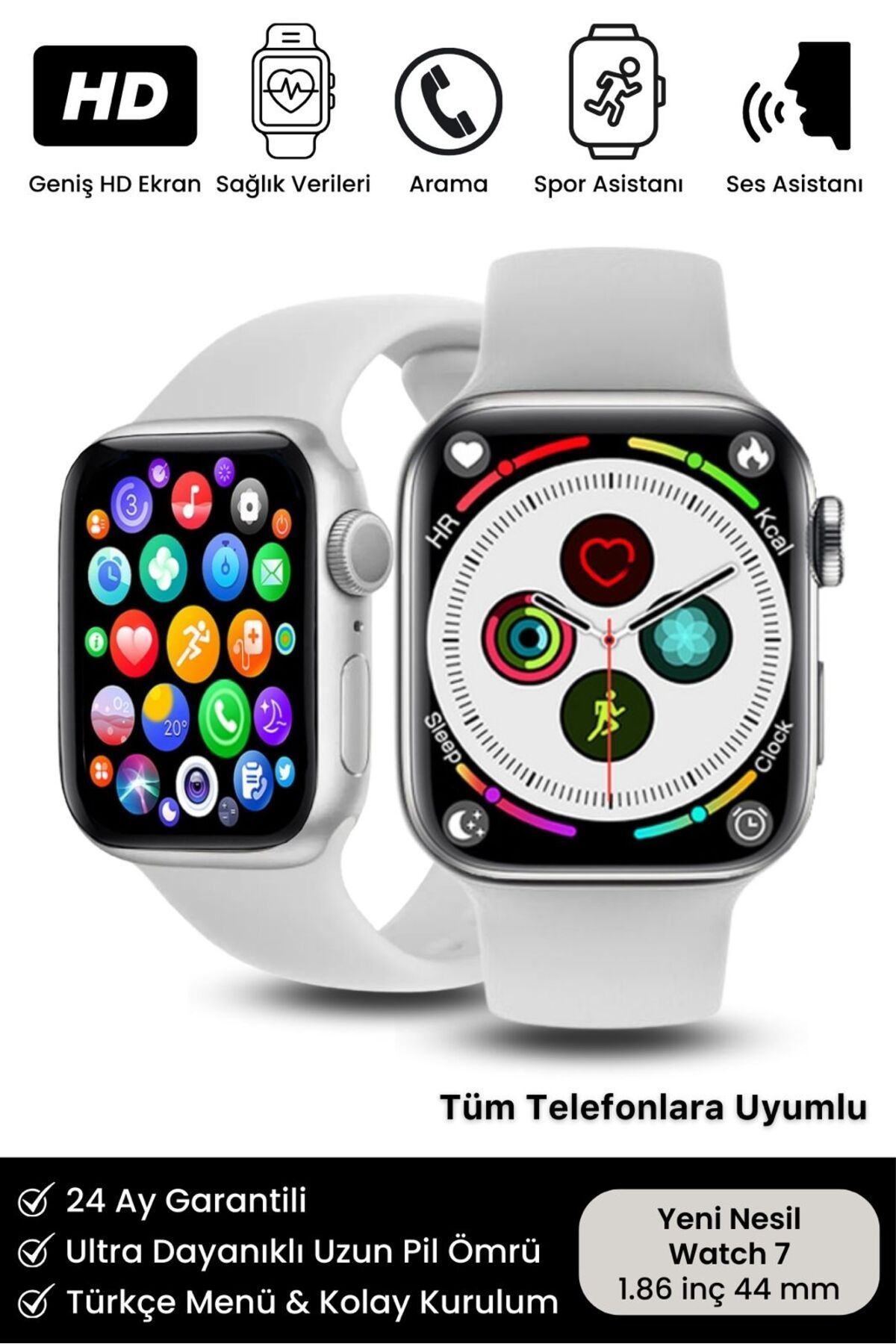 Watch 7 Yeni Nesil Ios Android Uyumlu Spor Ve Sağlık Sensörlü  Bluetooth Aramalı Akıllı Saat